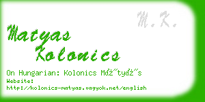 matyas kolonics business card